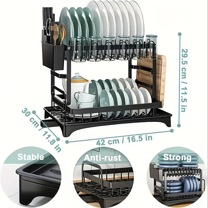 DryDasher - Two-Tier Dish Auto Drying Rack