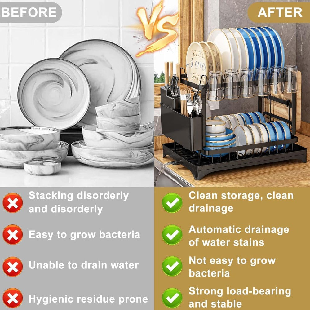 DryDasher - Two-Tier Dish Auto Drying Rack