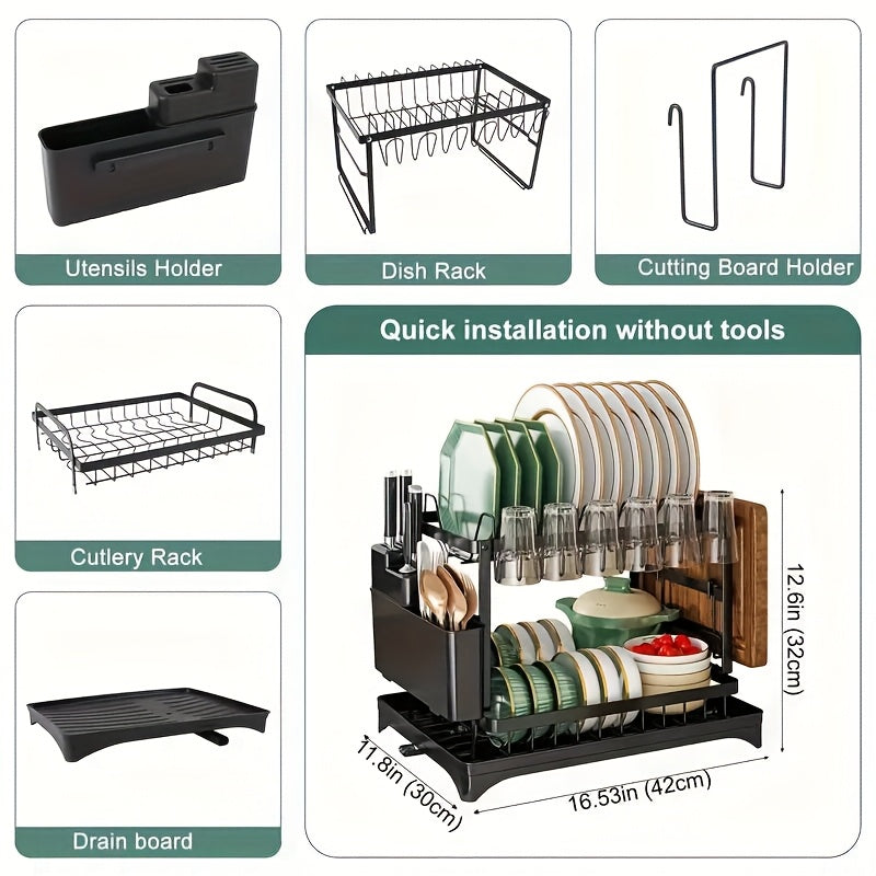 DryDasher - Two-Tier Dish Auto Drying Rack