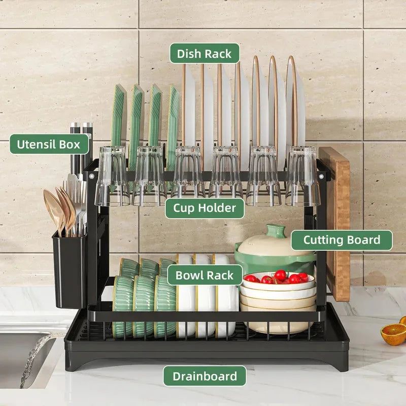 DryDasher - Two-Tier Dish Auto Drying Rack