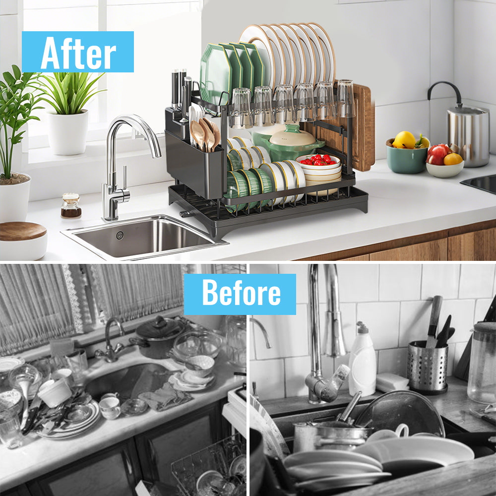 DryDasher - Two-Tier Dish Auto Drying Rack