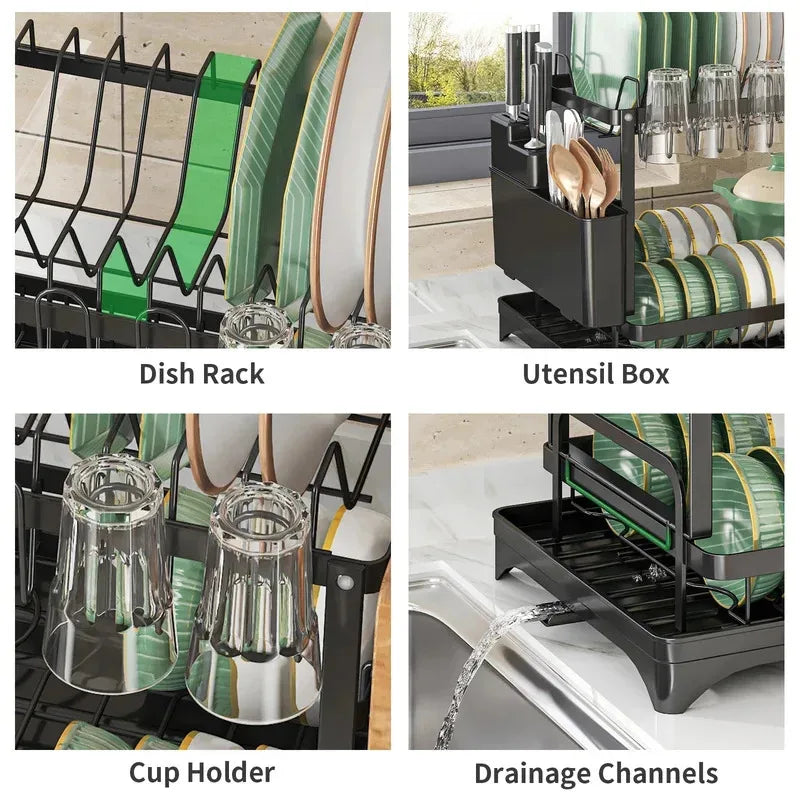 DryDasher - Two-Tier Dish Auto Drying Rack