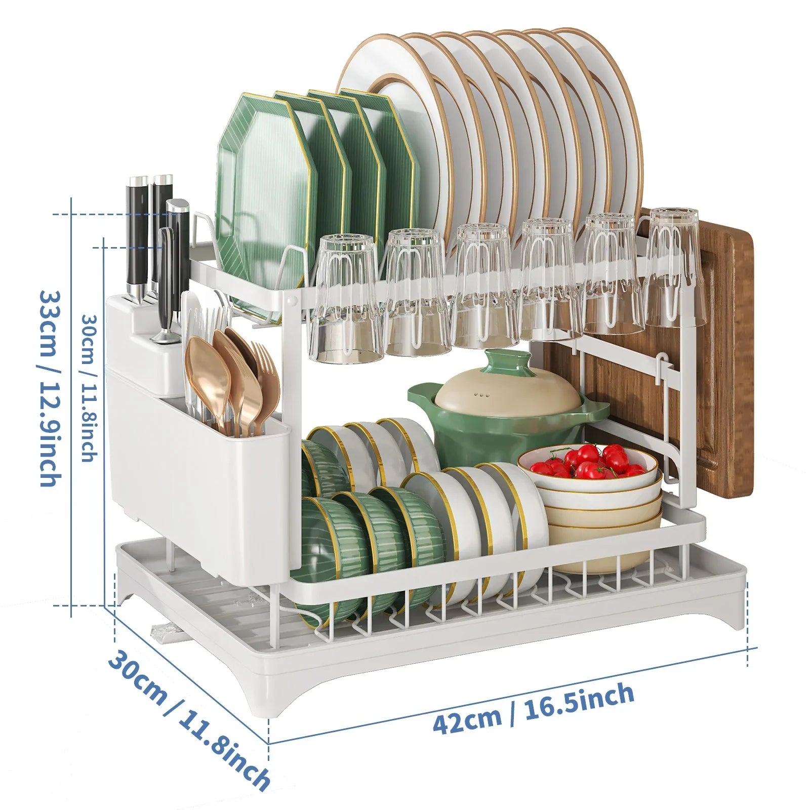 DryDasher - Two-Tier Dish Auto Drying Rack