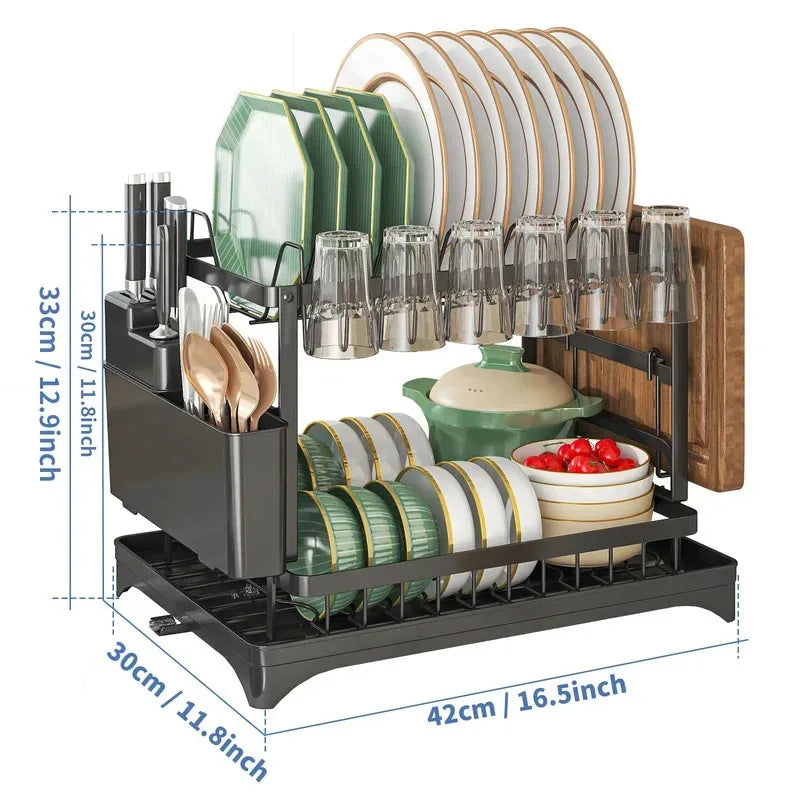 DryDasher - Two-Tier Dish Auto Drying Rack